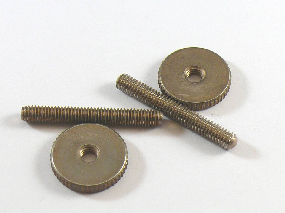 #3087-1 Aged Nickel BELL BRASS Metric Bridge Posts with Thumb Wheels (4mm)