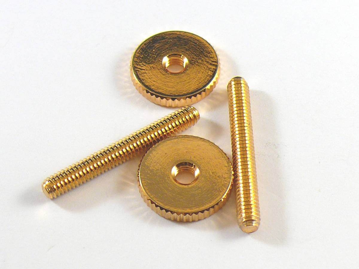 #3087-2 Gloss Gold METRIC Bridge Posts with Thumb Wheels (4mm)
